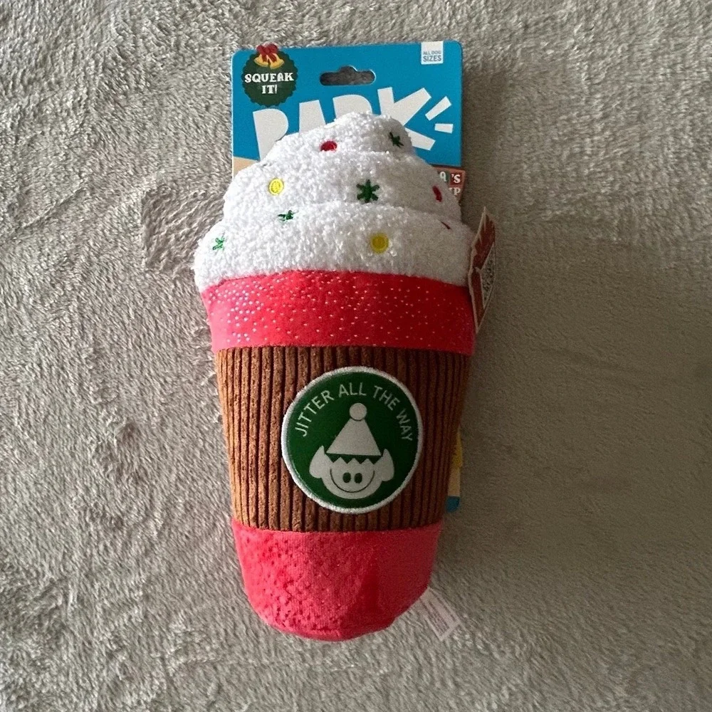 BarkBox Santa's Workchomp Jingle Latte Christmas Dog Toy Squeak Crinkle New